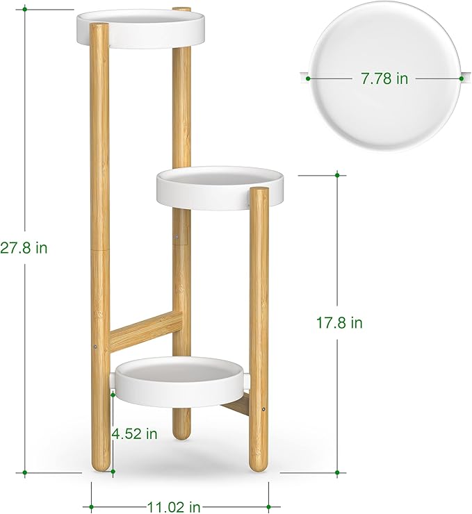 Wisuce Corner Plant Stand Indoor, 3 Tier Tall Bamboo Plant Stand Holder & Plant Shelf Display Rack for Indoor Home Decor (3 Tier Stand)