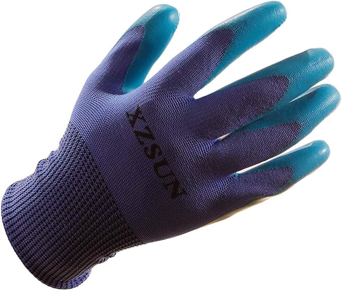 Gardening Gloves 4 Pairs Safety Protective Garden Work Latex Coated Ladies Men(Medium)