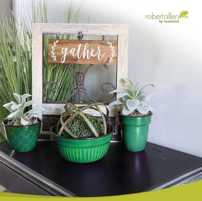 Headwind Glazed Ironstone Boutique Collection Cascade Bowl Plant Pot – Seafoam Color 8 Inch Pot for Indoor Plants - Planters for Indoor Plants - Ideal Succulent Planters by Robert Allen