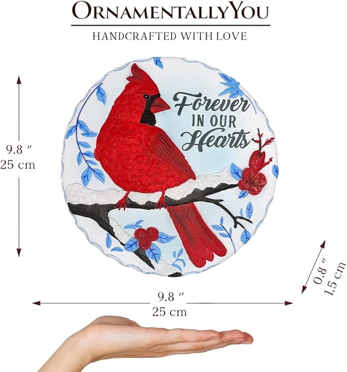 OrnamentallyYou Elegant Resin Stepping Stone, Outdoor Garden Pathway Decoration (Forever in Our Hearts Cardinal Stepping Stone, 9.5" Winter Garden Decorative Resin Figurine)