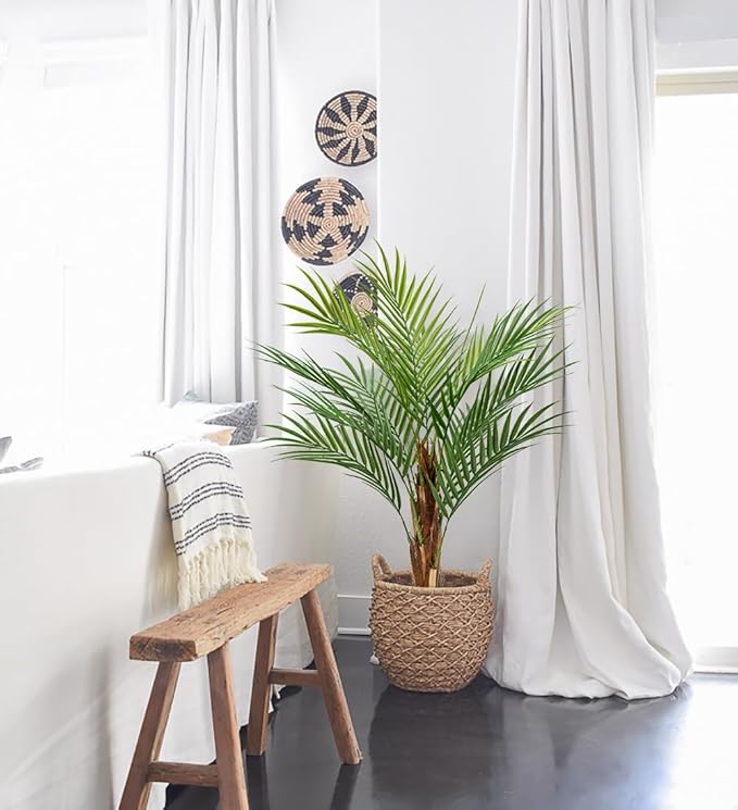2 Set Fake Palm Tree 3ft Tall with 13 Lifelike Trunks Faux King Palm Artificial King Palm in Pots Tall Silk Plant for Indoor Home Office Living Room Floor Decor