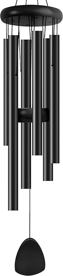Bursvik Large Aluminium Wind Chimes 37 Inches to Create a Zen Atmosphere Suitable for Outdoor, Garden, Patio Decoration. Classic Wind Chimes with Wind Catcher as a Gift for Unisex(Whole Black)