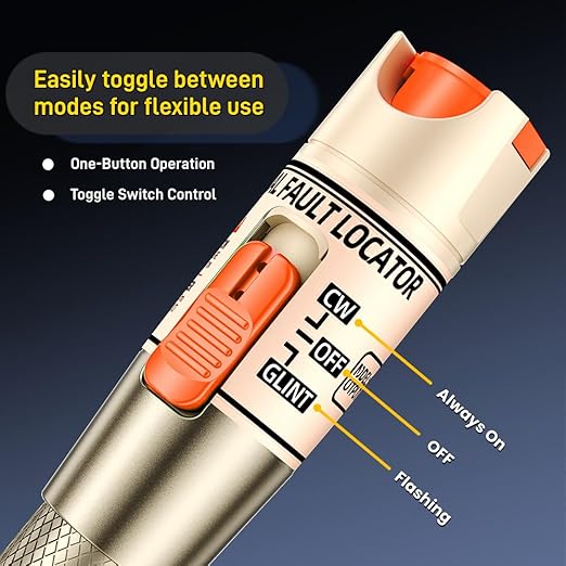 Zenithra Visual Fault Locator,10-20KM Fiber Optic Cable Tester Meter, VFL Red Light Pen Light Source Testers (Golden)