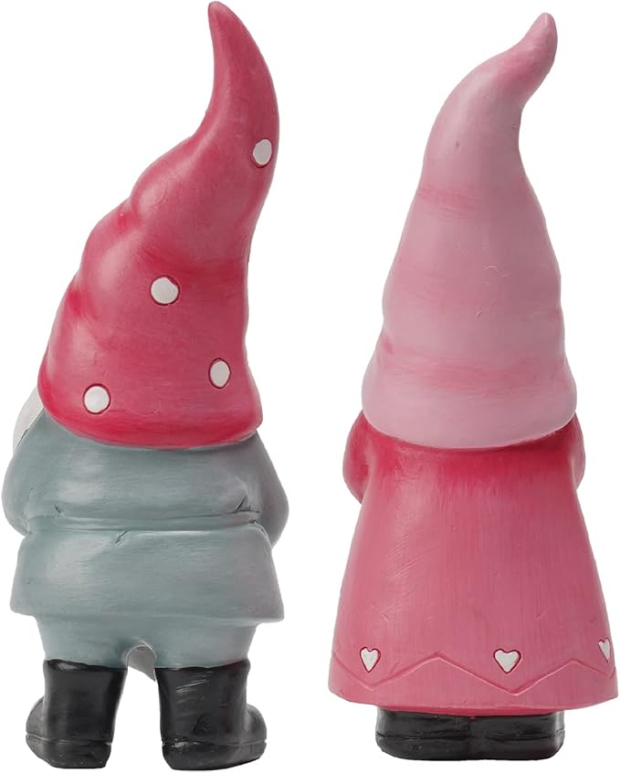 Gnomes Valentines Decorations Table Ornaments - 2 Pc Christmas Gnome Figurines Valentine's Day Decor Gifts for Him Resin Handmade Sweet Mr and Mrs Gnomes Decor for Home 5.25 H inch Newman House Studio