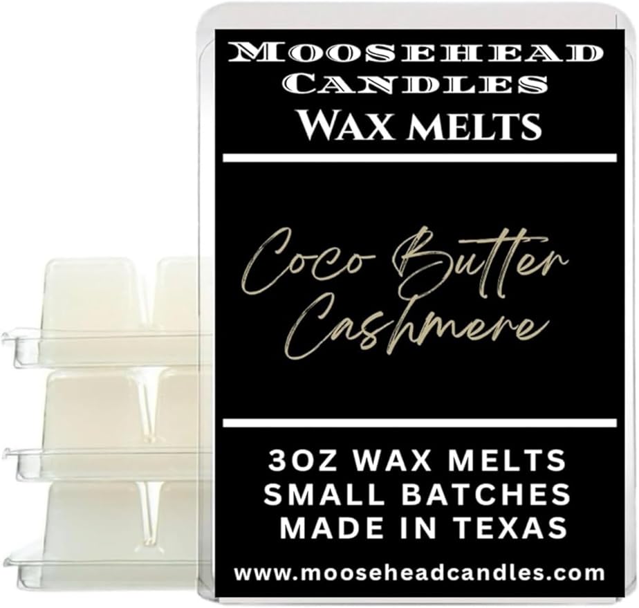 Moosehead candles 4 Pack Coco Butter Cashmere Wax Melts – Soy Blend, Hand Poured, Long Lasting Home Fragrance, Cozy Warm & Sweet Scent, Compatible with Wax Warmers, Gift Ready