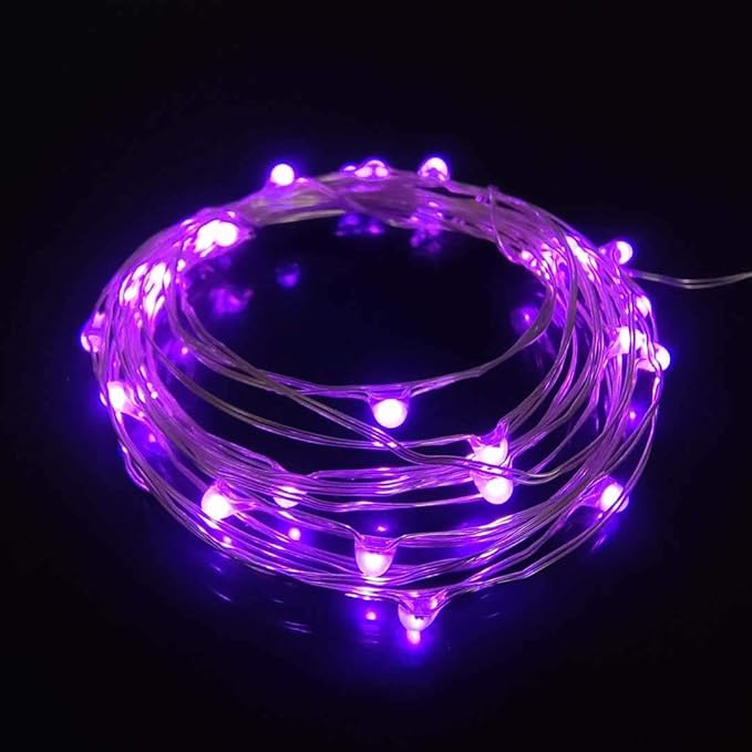 with Timer Function Battery Operated Dewdrop Led Lights,Mini Fairy Lights for Home Parties Christmas/Halloween Holiday Decoration,6 Hours on/18 Hours Off,30 LEDs,10 Feet (Purple, 4)