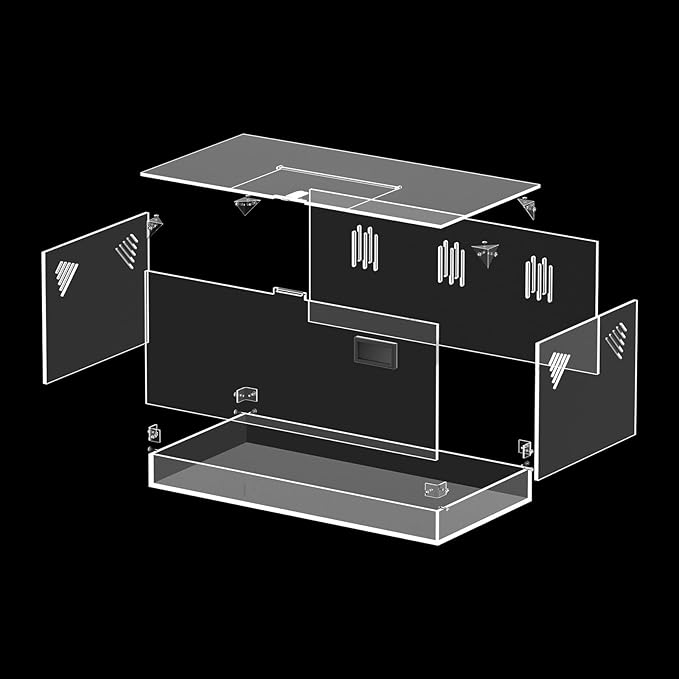 Giznzg Acrylic Tarantula Enclosure, Reptile Terrarium Breeding Tank w/Temperature Hygrometer,Habitat Reptiles Feeding Box Isopod Terrarium Cage for Insect Lizard Home Office (Reptile-Tank-L(Tray))