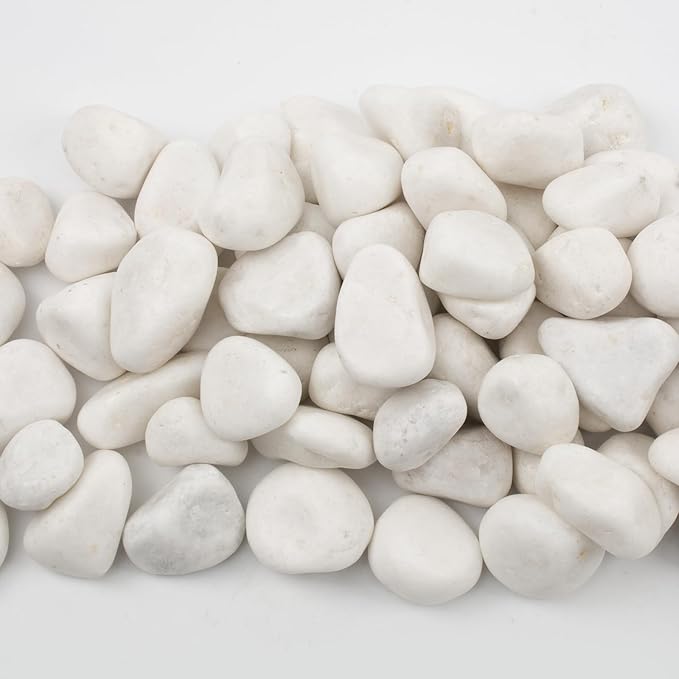 40lbs White Natural River Rocks, Polished Pebbles for Plants Garden, 1-2 inch Decorative White Stones, Ideal for Fish Tank, Vases, Crafting, Home Decor and Garden Landscaping Rocks,White