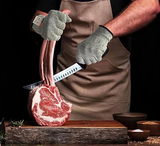 Cut Resistant Gloves, 8 Pairs of Food Grade Cut Resistant Gloves, Cutting Gloves for Kitchen, Oyster Shucking, Fish Fillet Processing, Carving Wood and Gardening(Large)