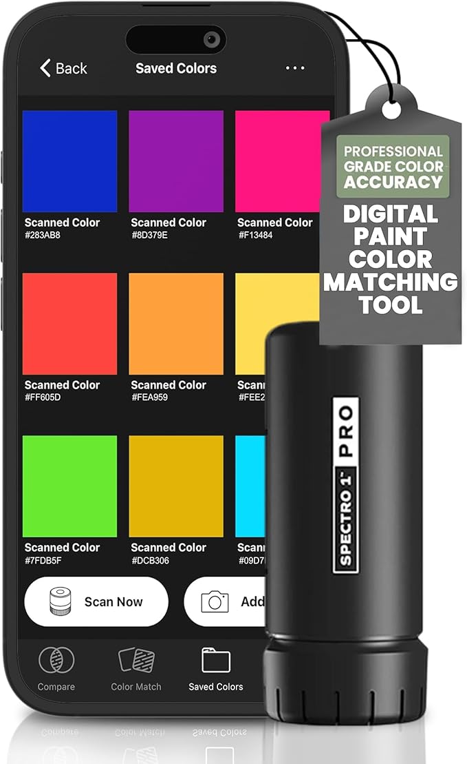 Spectro 1 Pro Spectrophotometer Paint Color Matching Tool with Charging Cable & Carrying Pouch, Portable Color Reader, Colorimeter Spectrometer Color Sensor, Paint Scanner & Color Meter for Designers