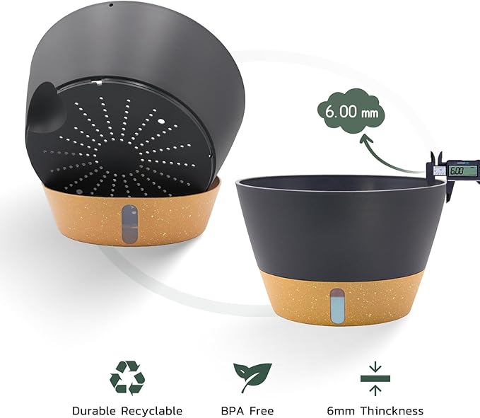 ZMTECH 12 Inch Hanging Planters for Indoor, 3 Pack Large Hanging Plant Pot with Visible Water Level and Chain, Self Watering Hanging Flower Pot for Outdoor Garden Porch(Dark Gray)