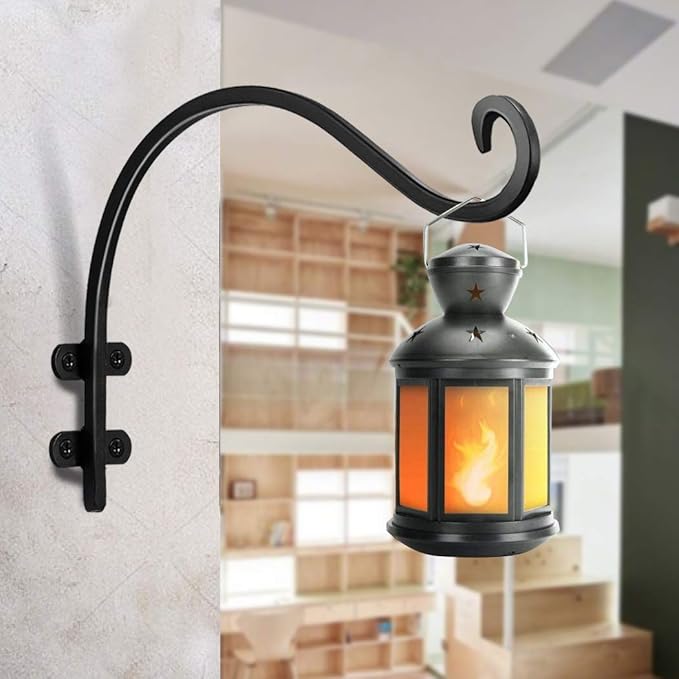Maosen 12 Inch Plant Hangers Outdoor 2 Pack Black, Heavy Duty Plant Hanging Bracket Hook for Flowers Baskets Planter Pots Bird Feeder Lanterns Wind Chimes Outdoor Indoor