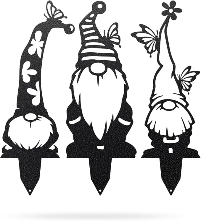 RealSteel Metal Garden Gnomes Set – 3 Pack Steel Lawn Ornaments, Cute & Funny Garden Statues, Weather-Resistant Outdoor Décor, Whimsical Yard Decorations, for Garden Lovers & Home Décor