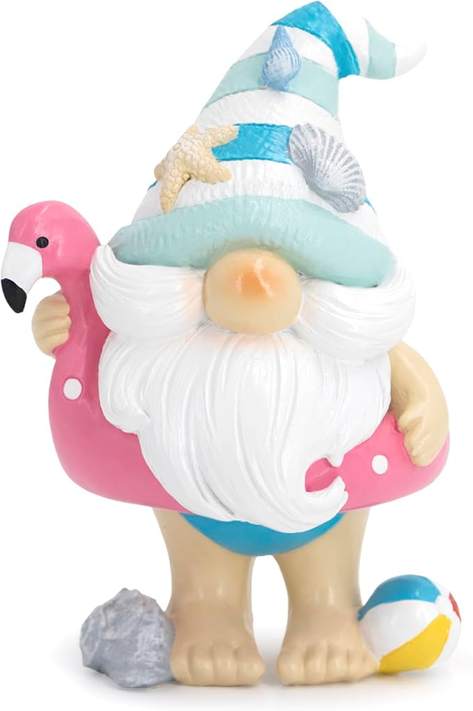 Hodao Ocean Elf Figurines with Seashell & Conch – Coastal Nautical Beach Elf Decor for Coastal Living Room, Ocean Themed Home Tabletop Decoration, Gift for Retirees & Ocean Enthusiasts (Blue-2)