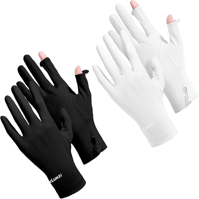 Loopeer 2 Packs Women Sun Protection Driving UV Gloves Full Finger Touchscreen Non Slip Breathable Summer Outdoor Gloves