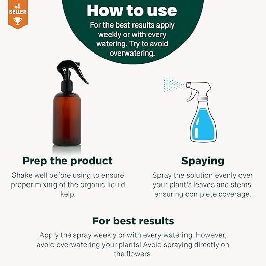 GARDENERA Professional Organic Liquid Kelp Spray for Orchid Plants - 8 oz - Ready-to-Use Fully Organic Seaweed & Kelp Fertilizer Mist