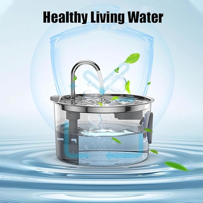 2026 New Dog Bowl, Dog Water Fountain, 3.2l Filtered Water Bowl, Stainless Steel Easy to Clean, Super Quiet Smart Watering Systems Quadruple Purification, Suitable for Dogs/Cats (8 Filters)