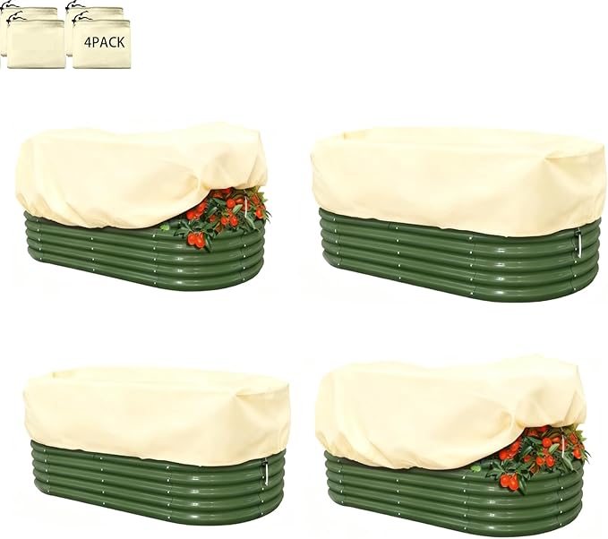 BATULU Plant Frost Protection Cover,Plant Frost Cover for Garden Protection, Rectangular Planter Blanket with Drawstring, Winter Garden Netting, 68.8 x 17.7 x 15.7 Inch, 4 Pack