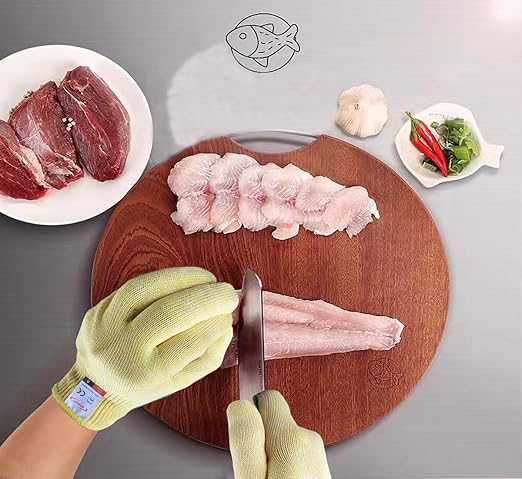 Cutting Gloves, 2 Pairs of Cut Resistant Gloves Food Grade, Cut Resistant Gloves for Kitchen, Oyster Shucking, Fish Fillet Processing, Carving Wood and Gardening(Small-Yellow)