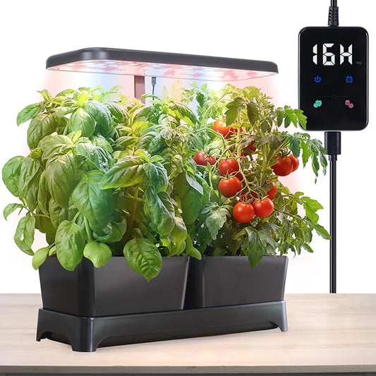 DRYADES Indoor Garden Led Grow Light, Full Spectrum LED Grow Lamp for Indoor Plants with Intelligent Controller, Height Adjustable, Ideal for Home Desk Plant Lighting (Black, 16 * 6.3 * 7.1 inch)
