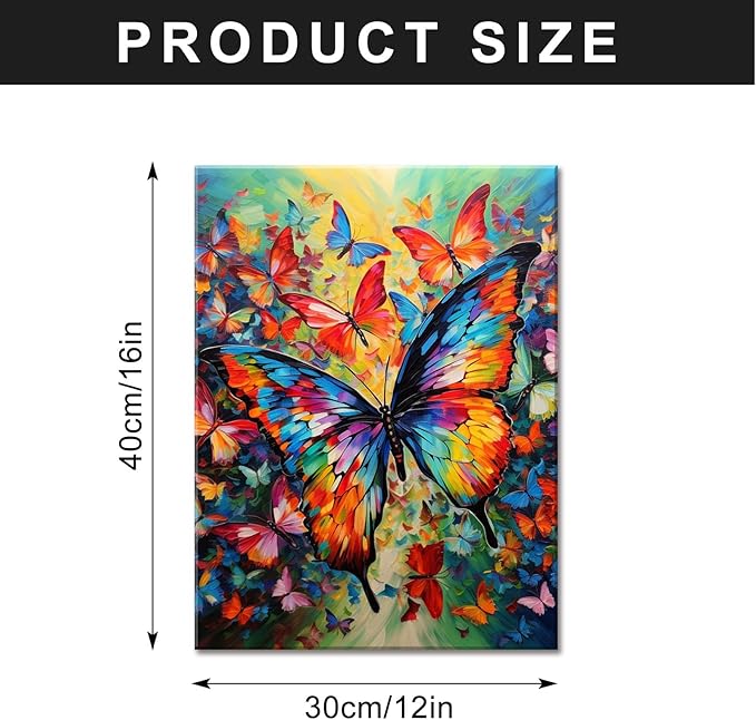 FUNHUA Butterfly Flower Decor Wall Art Colorful Butterfly Pictures Wall Decor Modern Home Decor for Living Room Home Bedroom Decoration Framed Ready to Hang12 x16