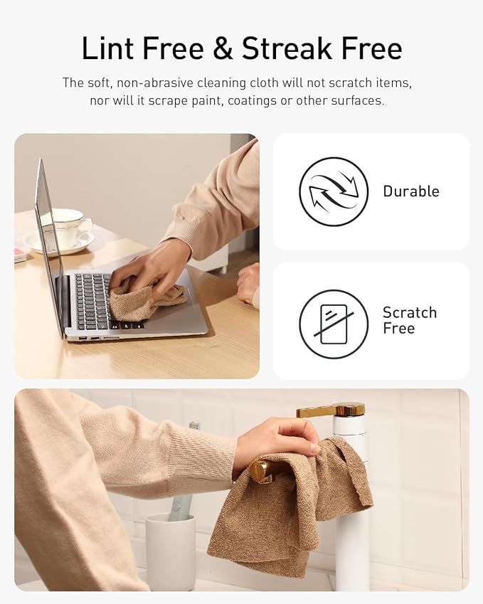 Fantasticlean Microfiber Cleaning Cloth Roll -75 Pack, Tear Away Microfiber Towels, 12" x 12", Reusable, Washable, Scratch Free, Ultra Absorbent for All-Around Cleaning Supplies (TAN)
