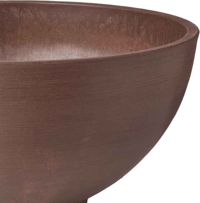 PSW Pot Collection 15x8 inch Plastic/Stone/Wood Composite Square Planter – No Drainage Hole (Drillable), Simplicity Bowl, Chocolate