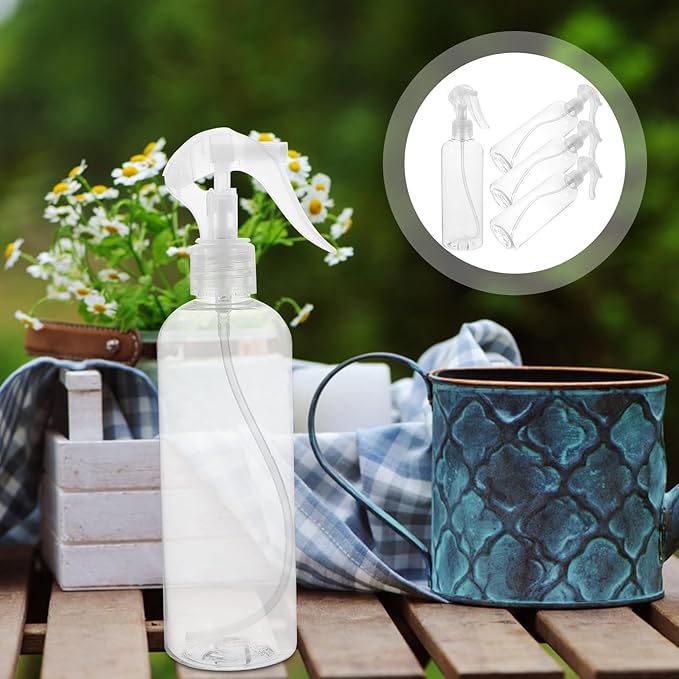 4pcs 300Ml Refillable Spray Bottles with Fine Mist Nozzle, Plastic Watering Sprayers for Plants, Travel, and Barbershop Use
