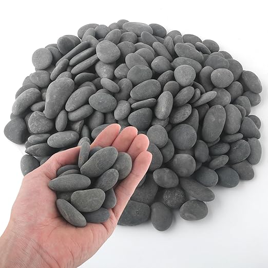 Quibbay 5 lbs Mexican Beach Pebbles, 0.4-1 Inch Natural River Rocks for Indoor Plants Vase Fish Tank Aquarium Fountain, Decorative Stone for Landscaping Garden Paving Walkways Backyard, Grey