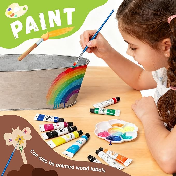 PLANTMEW Paint & Plant Flower Growing Kit for Kids - Fun Kids Gardening Set - Unique Birthday, Crafts & Arts, Gardening Gifts for Girls & Boys, Ages 5, 6, 7, 8-12 Years Old