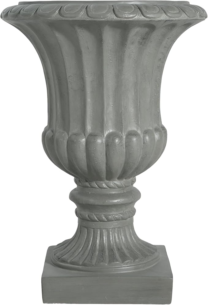 Merax 26.25'' Tall Antique Urn Planter, Classic Garden Urn for Indoor & Outdoor Use, Large Patio & Living Room Decor Planter, Gray