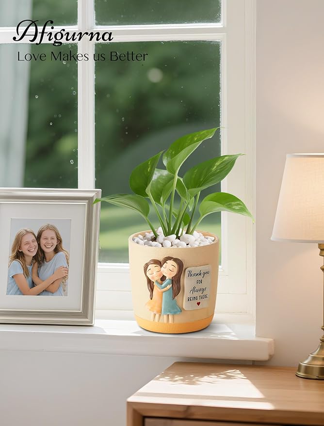 Afigurna Gardening Gifts for Women: 5.3in Plant Pot Gifts for Gardener - Plant Mom Gifts for Gardener - Plant Pot Garden Gifts for Mom Friends Lady Christmas Birthday Mothers Day