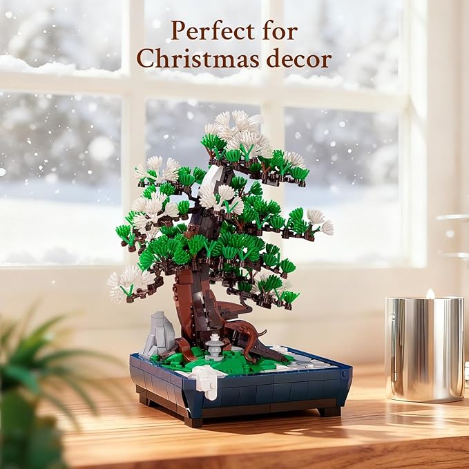 Wise Block Bonsai Tree Building Set Toy for Adults, 2-in-1 Two Seasons Botanicals Building Blocks Sets 950 Pcs DIY Serene Pine Decor Room Decoration Birthday Toys for Kids and Adults