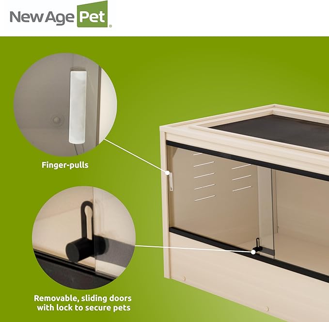 New Age Pet ECOFLEX 48" Wide Large Reptile Habitat, Mojave Lounge for Snakes, Tortoises & Lizards in Maple, Black & Grey, Easy Assembly, Sliding Glass Doors & Mesh Top