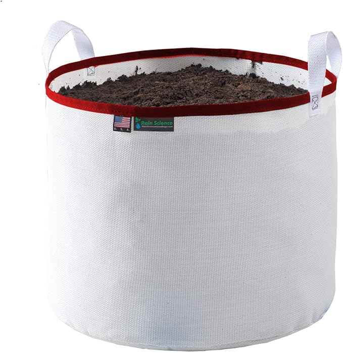 Grow Bag 15 Gallon, Planting Pots - Colorful Plant Grow Bags Pots Gardening Vegetable - Air Pruning Mesh Fabric Plant Container - (White/Red)