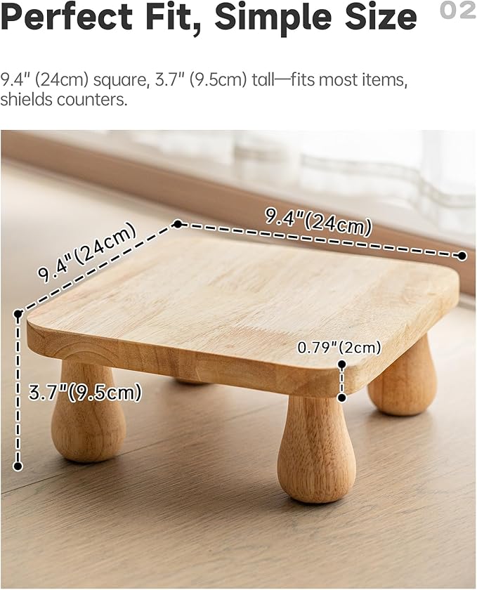 100% Solid Wood Plant Stand Indoor, Wooden Stool Display Stand, Riser Flower Pot Holder, Modern Plants Rack, Small Planter Tray for Home Decor, Living Room, Gardening, Natural (1PC)