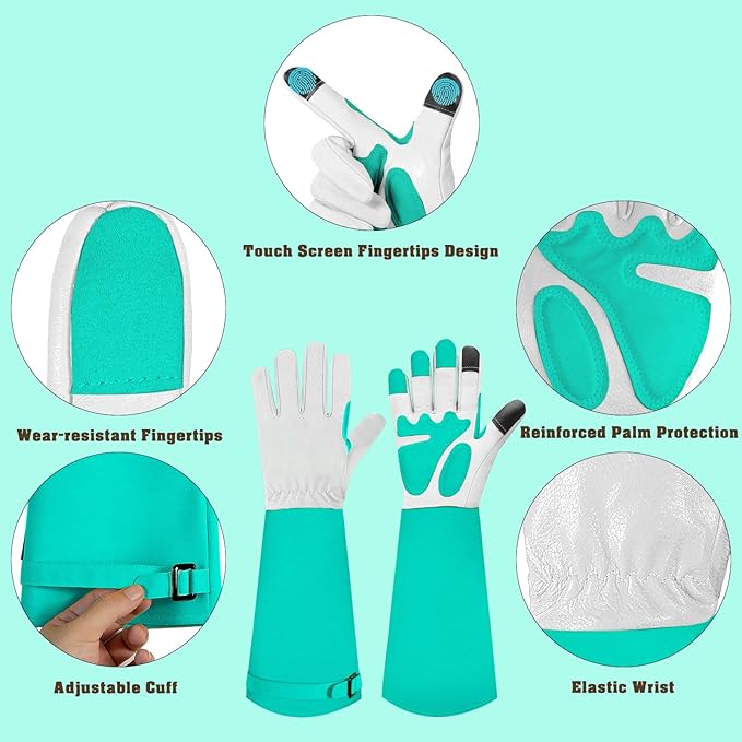 SLARMOR Long-Gardening-Gloves for Women/Men - Thorn Proof Rose Pruning Gloves Heavy Duty Gauntlet, Best Garden Gifts for Gardener-L