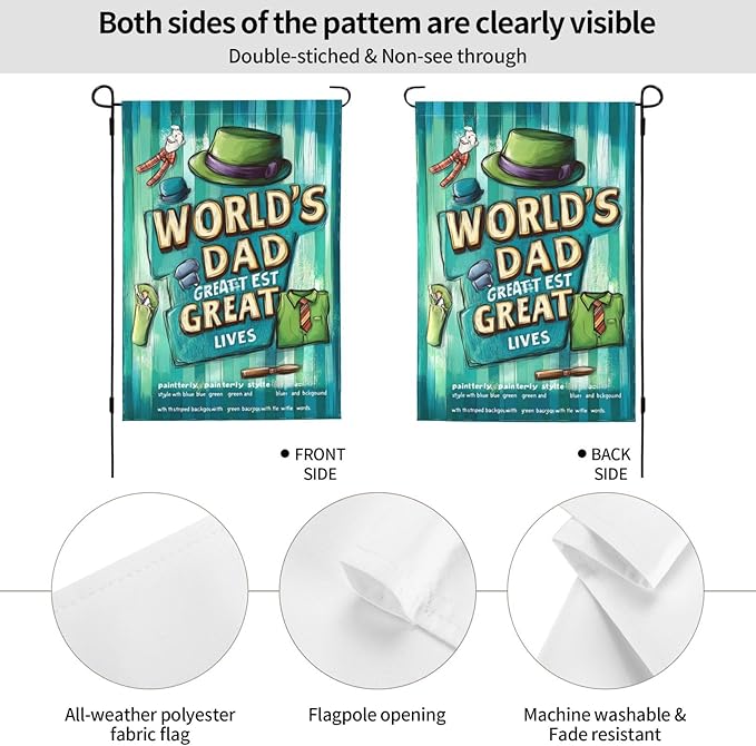 Fathers Day Garden Flag 12x18 Inch Double Sided All-Weather Polyester Outdoor Flag For Patio Lawn Yard And Garden Welcome Decor