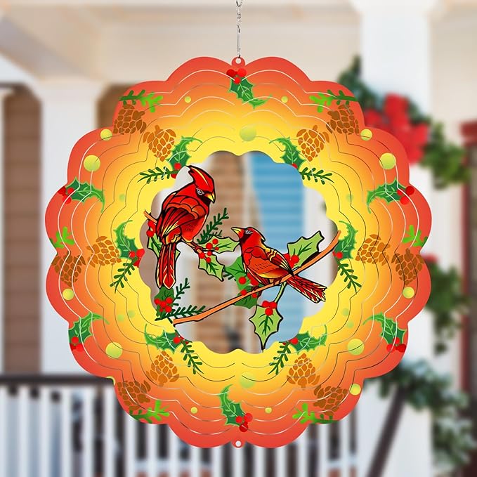 Cardinal Wind Spinners Clearance Metal Cardinal for Women, Mom, Grandma,12inch Hanging Wind Spinner for Outdoor&Indoor Decor Wind Kinetic Ornament for Yard Garden Decoration