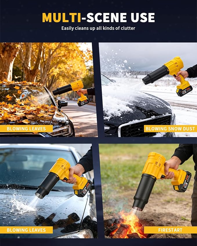 Cordless Leaf Blower, 980,000 RPM Handheld Blower with Detachable Air Nozzle, 2 X 4.0Ah Batteries & Charger, Lightweight for Patio Cleaning, Lawn Care, Leaves (48V Battery)