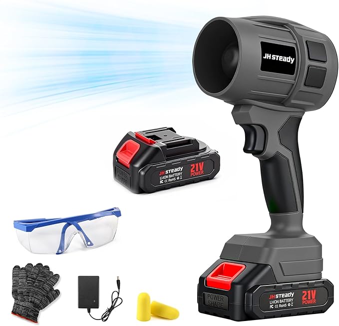 21V Cordless Handheld Leaf Blower - Variable Speed, 30000RPM Powerful Handheld Blower with Rechargeable Battery, Protective Gear for Home, Backyard, Driveway & Snow Removal
