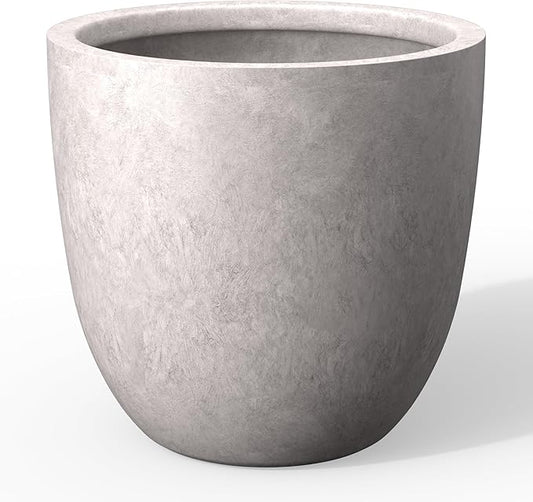 Kante Round Concrete Planter, Large Outdoor Indoor Garden Pots with Drainage Hole, 18-Inch Diameter Flower Pots for Patio, Garden and Home, Light Gray