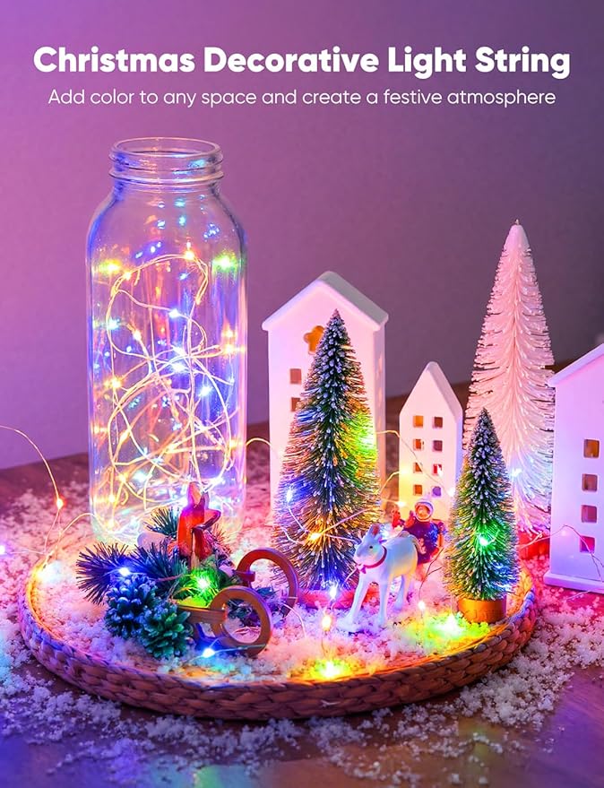 Minetom 12 Pack Fairy Lights Battery Operated String Lights 8 Modes, 7ft 20LED Multicolor Waterproof Silver Wire Twinkle Lights, Firefly Starry Moon Lights for Mason Jars DIY Christmas Wedding Party