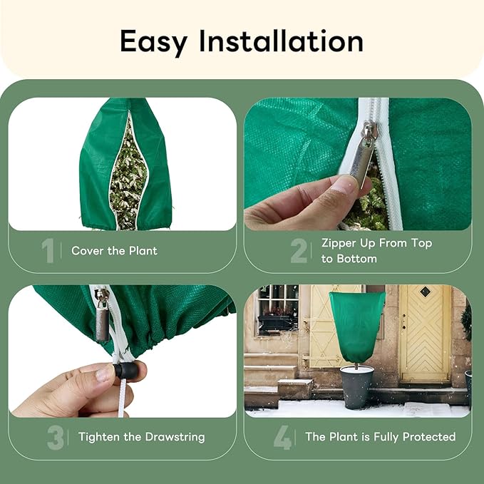 YATHO Plant Covers Freeze Protection 1 Packs 86.6" W X 94.4" H Thicker Large Outdoor Winter Frost Cloths Blankets with Zipper Drawstring, Reusable Garden Tree Cover Bags for Fruit Tree Shrub Potted