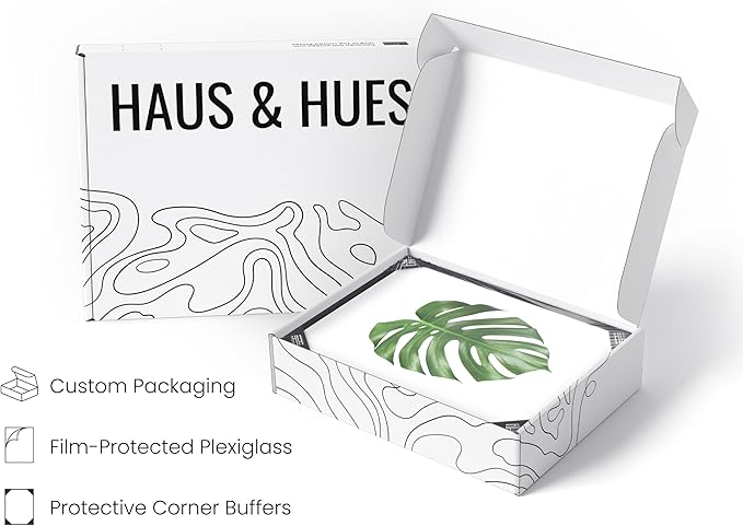 HAUS AND HUES Plant Wall Art - Set of 4 Green Plant Pictures Collection, Botanical Prints, Sage Green Leaves Paintings, Minimalist Wall Décor (16x20, Black Frame)