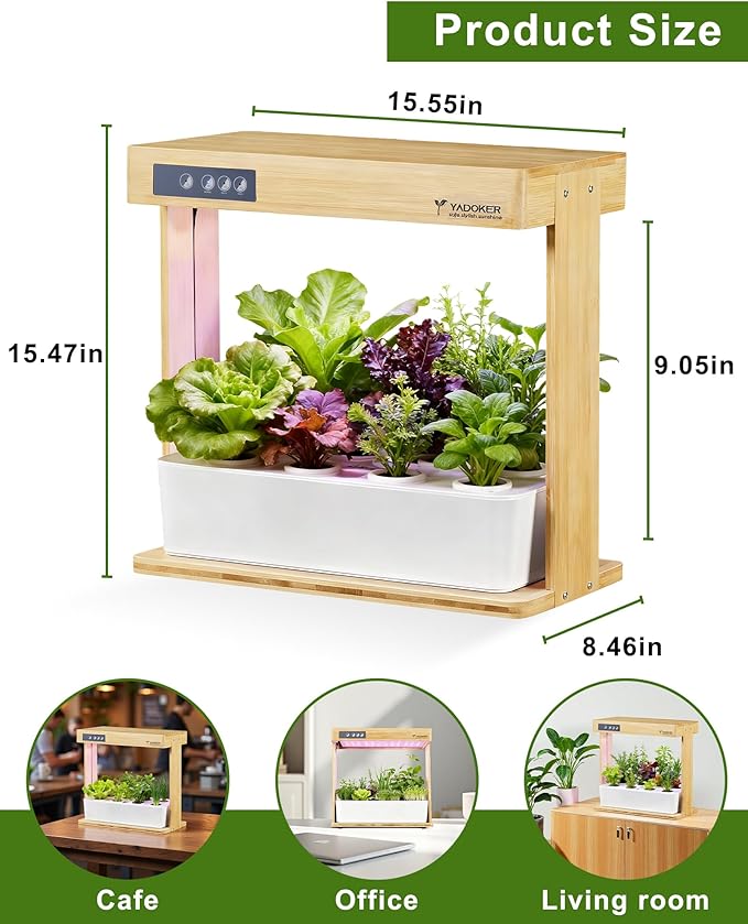 yadoker Indoor Hydroponic Garden System, 8 Pods Smart Growing Kit with LED Grow Light, Automatic Timer, Pump System & 3.5L Water Tank – Ideal for Herb Cultivation (No Seed)