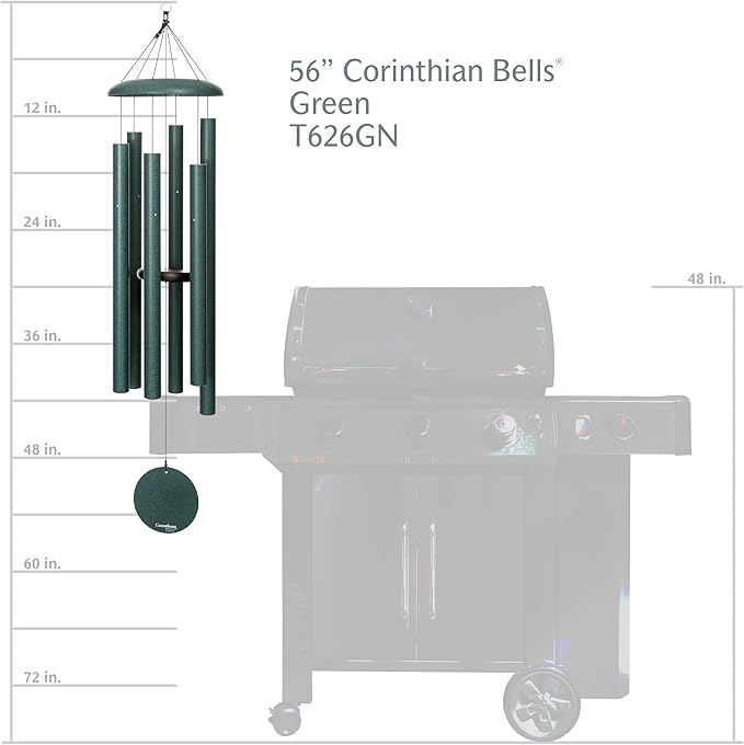 Corinthian Bells by Wind River – 56 inch Green Wind Chime for Patio, Backyard, Garden, and Outdoor Decor (Aluminum Chime) Made in The USA