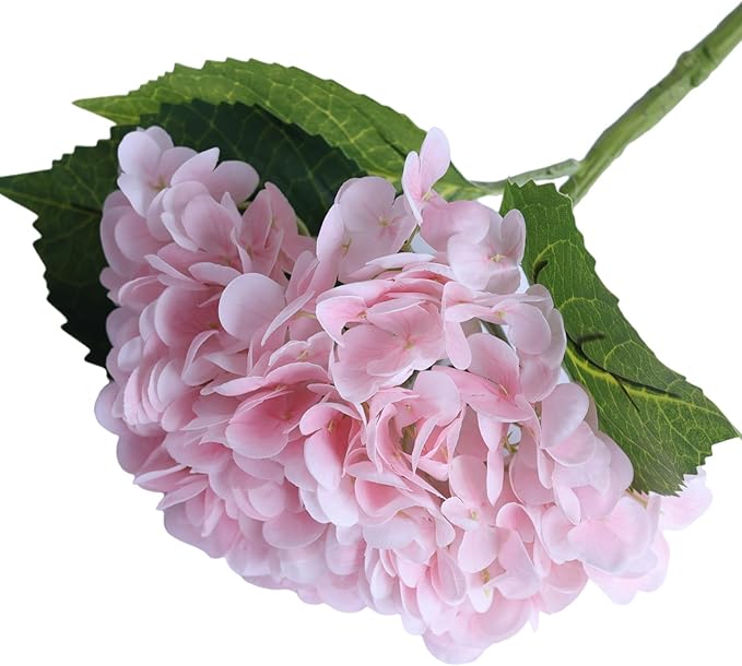 Pink Hydrangea Artificial Flowers - High-End 22.5cm Oversized Heads (4pcs) | Real-Touch Design | Perfect for Christmas, Weddings, Home Decor, Parties & Outdoor Use (Pink)
