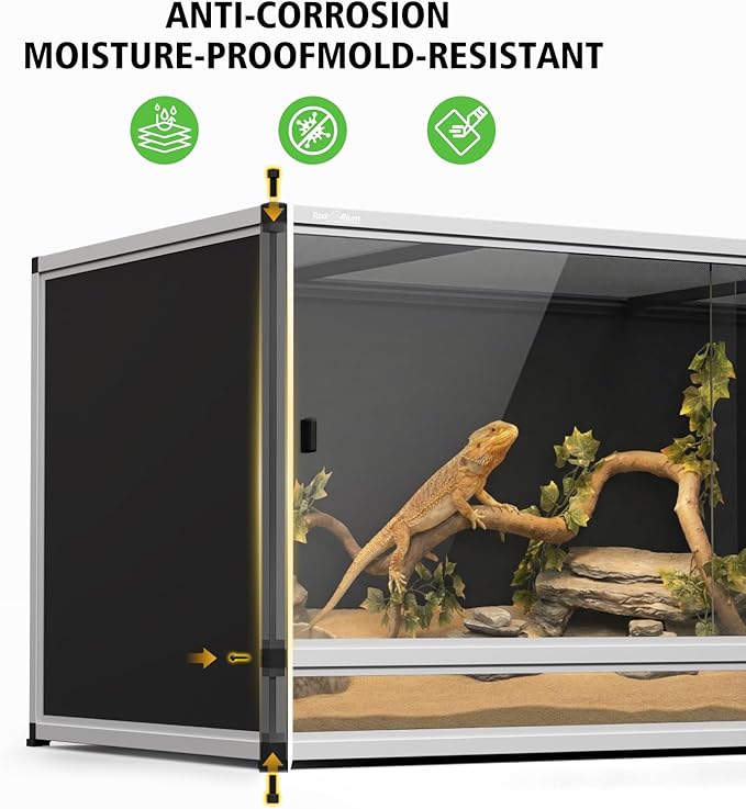 120 Gallon Bearded Dragon PVC Reptile Enclosure, 48 x 24 x 24 Inch Tank with Front Sliding Doors, Top Ventilation, Easy-Clean Large Terrarium