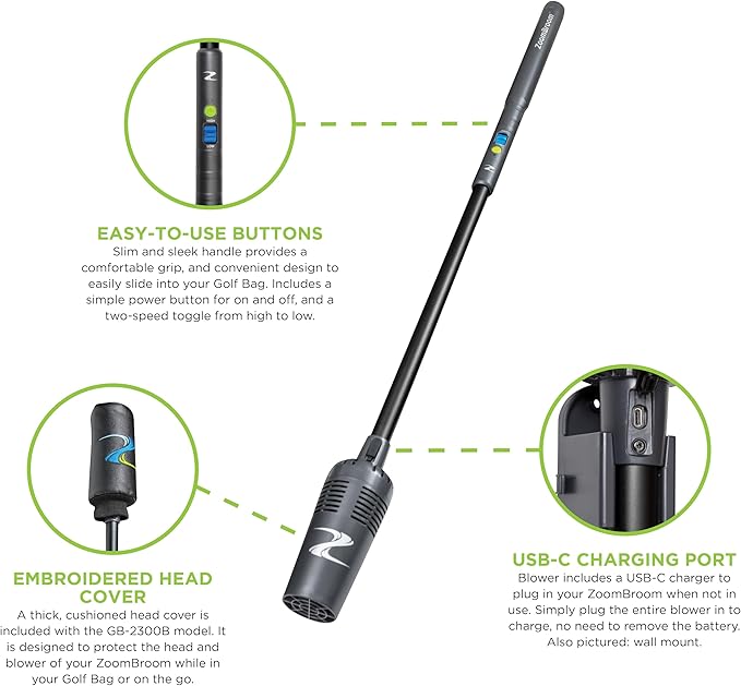 Breeze Lightweight Air Stick Blower – Sleek, Lightweight Air Broom for Precision Cleaning at RVs, Home, Patios, Condos and All Outdoor and Indoor Activities (Headcover Included)